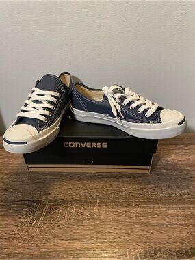 Converse Low-Top Canvas Sneakers in Navy and White